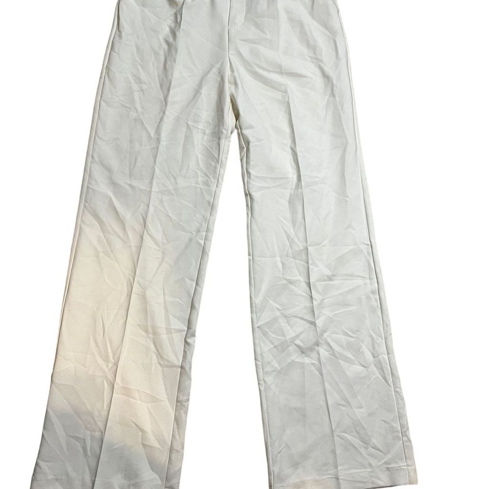 Love Tree Women's White Wide Leg Dress Pants Size L Polyester Spandex